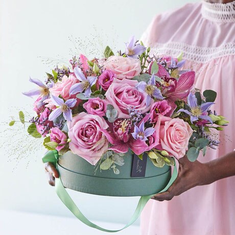 Mother's Day Sumptuous Pastels Hatbox Flower Arrangement